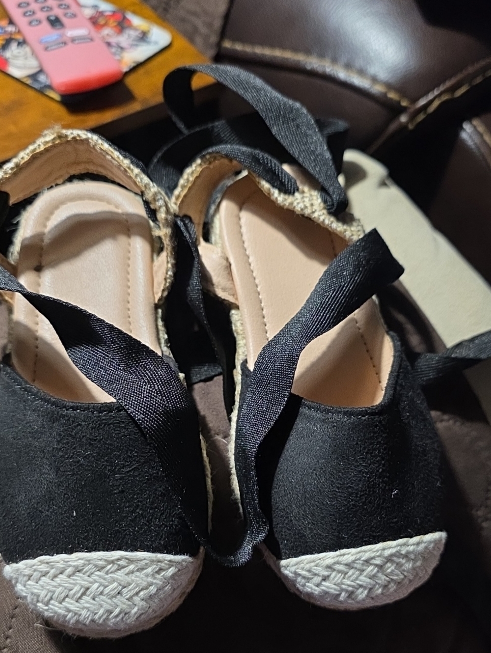 Women’s Black Espadrille Tie-Front Flats